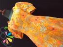 レトロ ポップ オレンジ 花柄 70年代 ミニ ワンピース