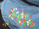 USA ヴィンテージ 鳥と天使x花の木 刺繍 デニム シャツ