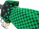 ブラック×グリーン ドットシフォン ワンピース