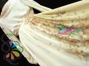 鳥xフラワー ドレープ ネック シフォン ワンピース