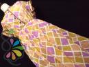 ナチュラル パステル チェック ドロップショルダー シフォン ワンピース