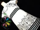レトロ モノトーン ボーダー×フラワー ワンピース
