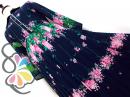レトロ フラワー ネイビー シフォン ワンピース