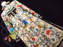 レトロ 蝶×フラワー スカーフ シフォン ワンピース